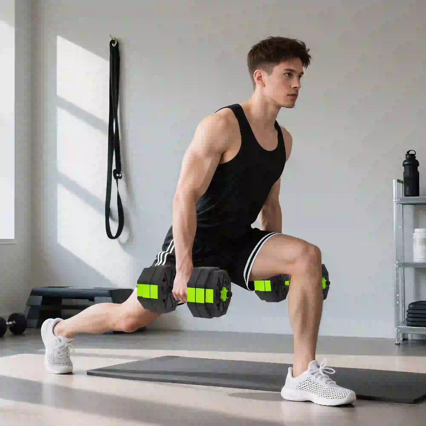 4-in-1 Adjustable Dumbbell Set, 66lbs, Green Dumbbells & Barbells at Gallery Canada