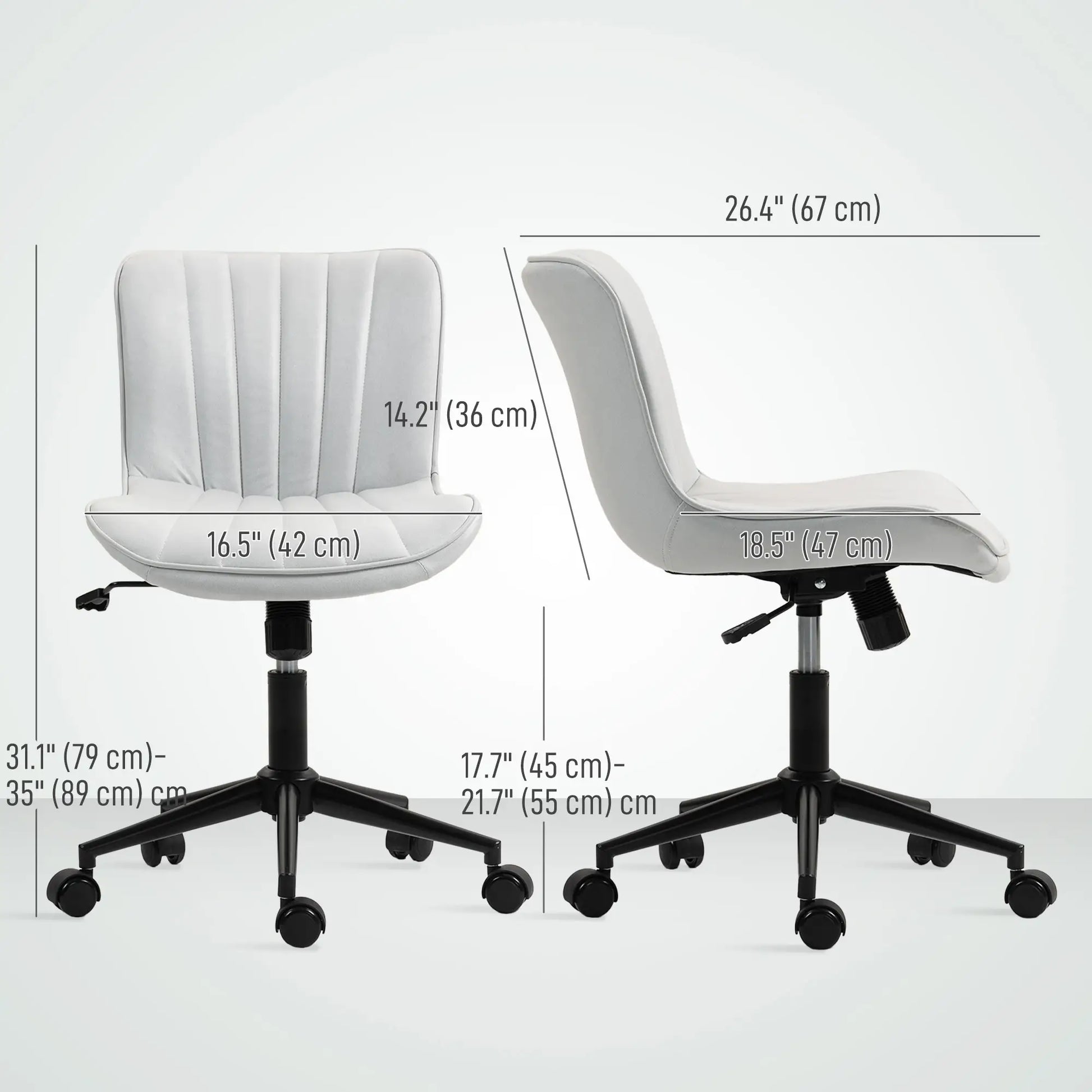 Armless Office Chair, 360° Swivel, Adjustable Height, Cream White Task Chairs at Gallery Canada
