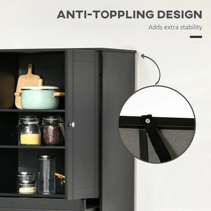 72" Kitchen Pantry Cabinet, 4 Doors, 3 Adjustable Shelves, Black Kitchen Pantry Cabinets at Gallery Canada