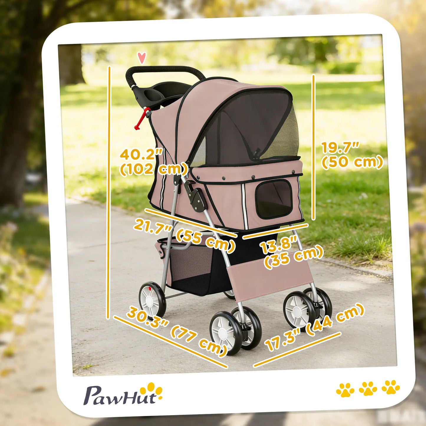 Foldable Pet Stroller, Wheels, Reflective Strips, Brake, Pad, Basket, Coffee Dog Bike Trailers & Strollers at Gallery Canada
