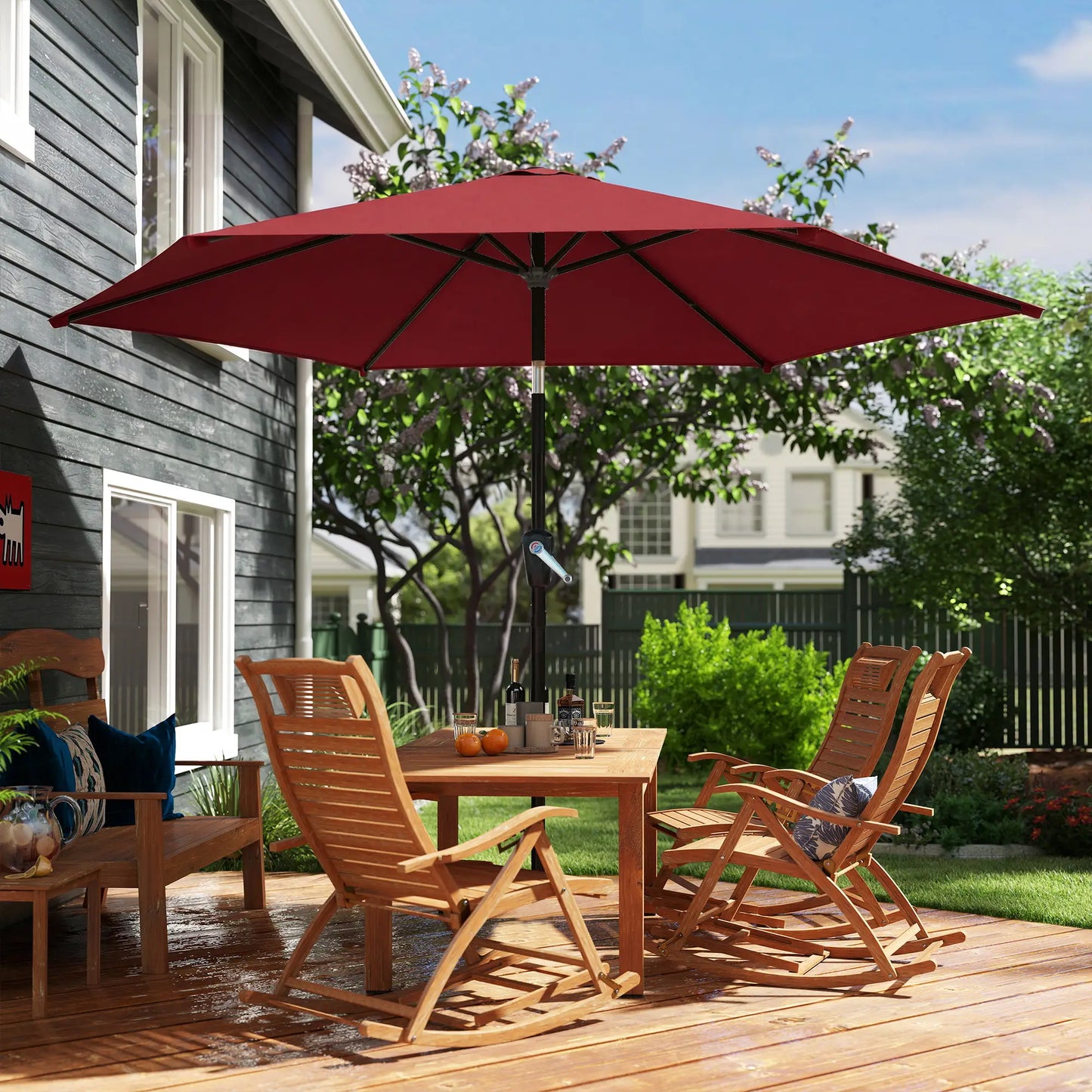 9FT Patio Umbrella, Tilt Crank, 6 Ribs, UV Protection Sun Umbrellas at Gallery Canada