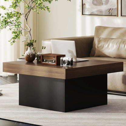 Square Coffee Table with LED Lights, 35-inch, Walnut Coffee Tables at Gallery Canada