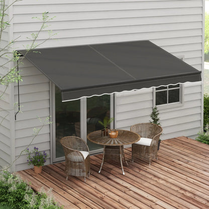12' x 10' Retractable Awning, UV Resistant Sunshade, Black Patio Awnings at Gallery Canada
