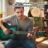 Guitare acoustique électrique de 38 pouces, cordes, médiators, sangle, étui, vert foncé