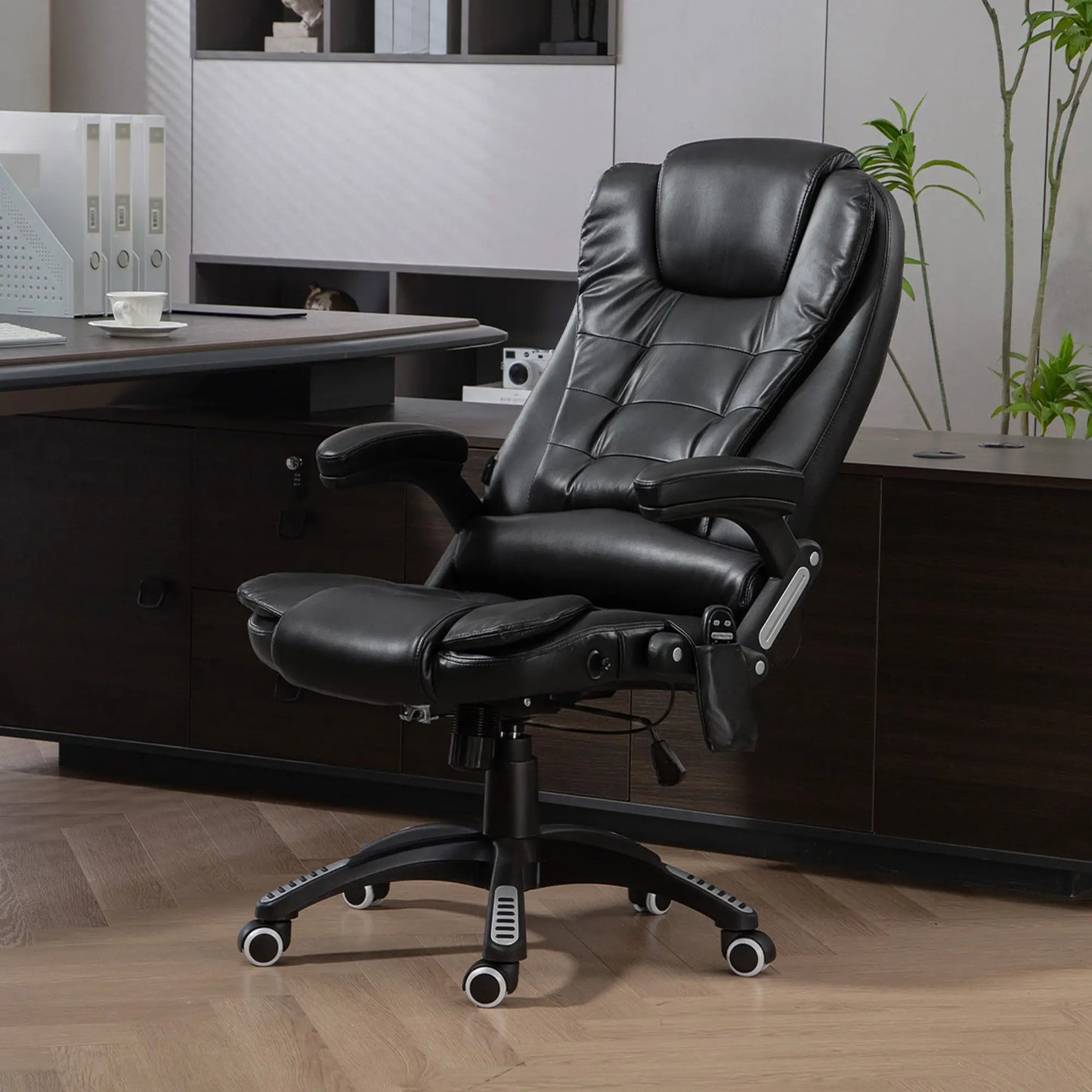 Reclining Massage Office Chair, High Back, Swivel Wheels, Black Office Chairs at Gallery Canada