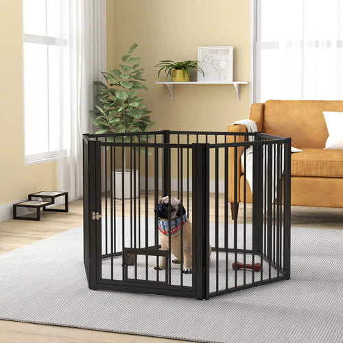 6 Panels Dog Playpen, Foldable Portable, Small Medium Dogs, 30H