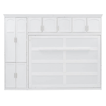 Murphy Bed with Cabinets, Space-Saving Design, 117.5" L x 16" W x 88" H, White Bed Frames White at Gallery Canada