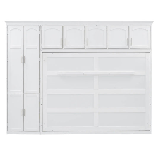 Murphy Bed with Cabinets, Space-Saving Design, 117.5" L x 16" W x 88" H, White Bed Frames White at Gallery Canada