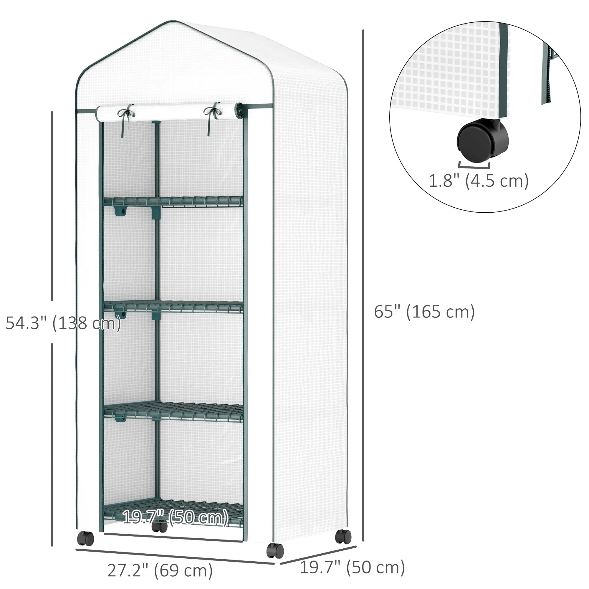 Portable Greenhouse, 4 Tier Shelves, PE Cover, White Greenhouses at Gallery Canada