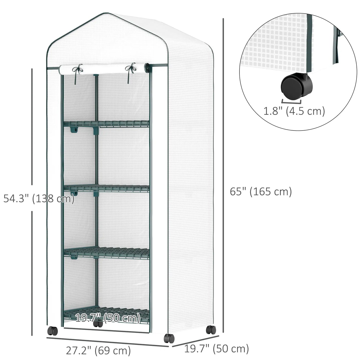 Portable Greenhouse, 4 Tier Shelves, PE Cover, White Greenhouses at Gallery Canada