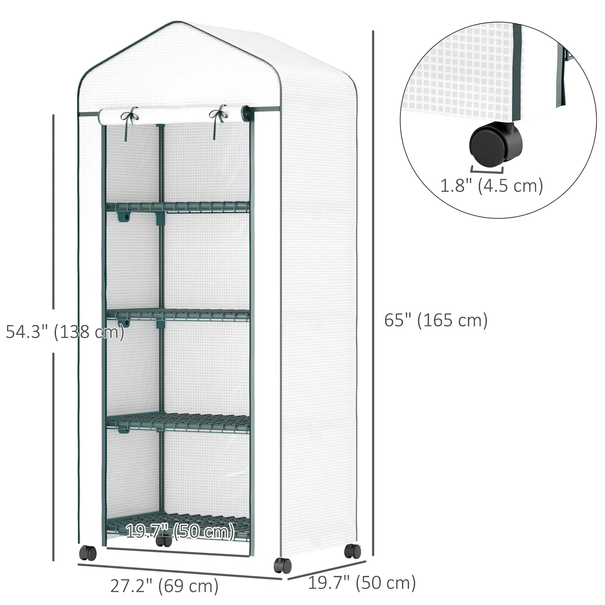 Portable Greenhouse, 4 Tier Shelves, PE Cover, White Greenhouses at Gallery Canada