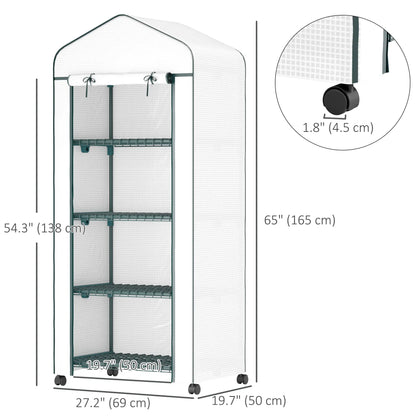 Portable Greenhouse, 4 Tier Shelves, PE Cover, White Greenhouses at Gallery Canada