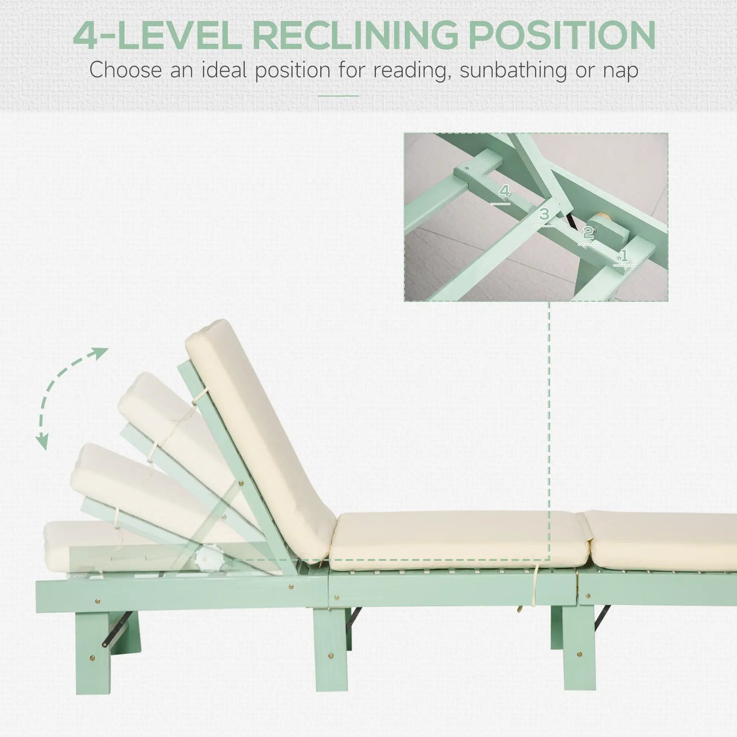 Wooden Folding Chaise Lounge, Outdoor Chair, Adjustable Back, Green Chaise Loungers at Gallery Canada