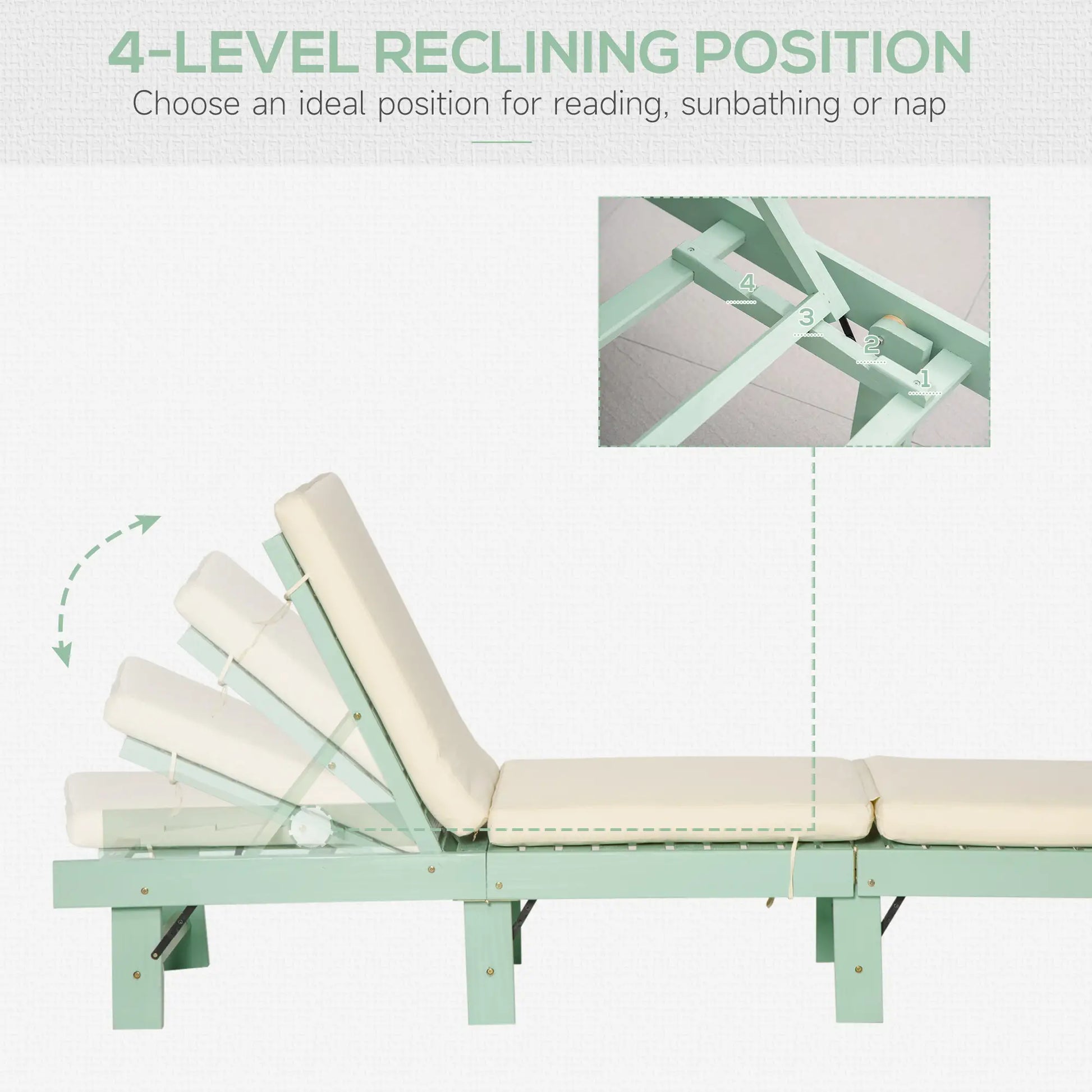 Wooden Folding Chaise Lounge, Outdoor Chair, Adjustable Back, Green Chaise Loungers at Gallery Canada