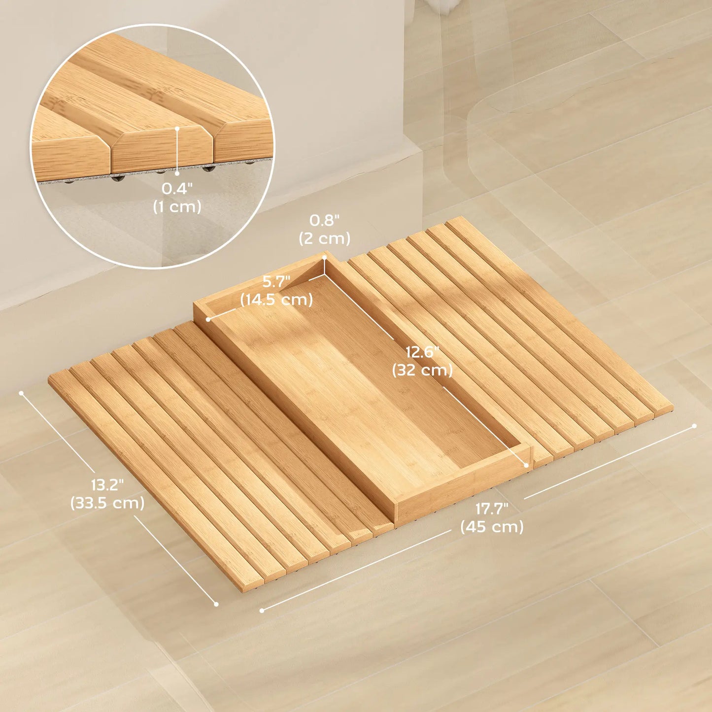 Bamboo Couch Arm Tray, Flexible Roll-up Design, Wide Compartment, Natural Living Room Furniture at Gallery Canada