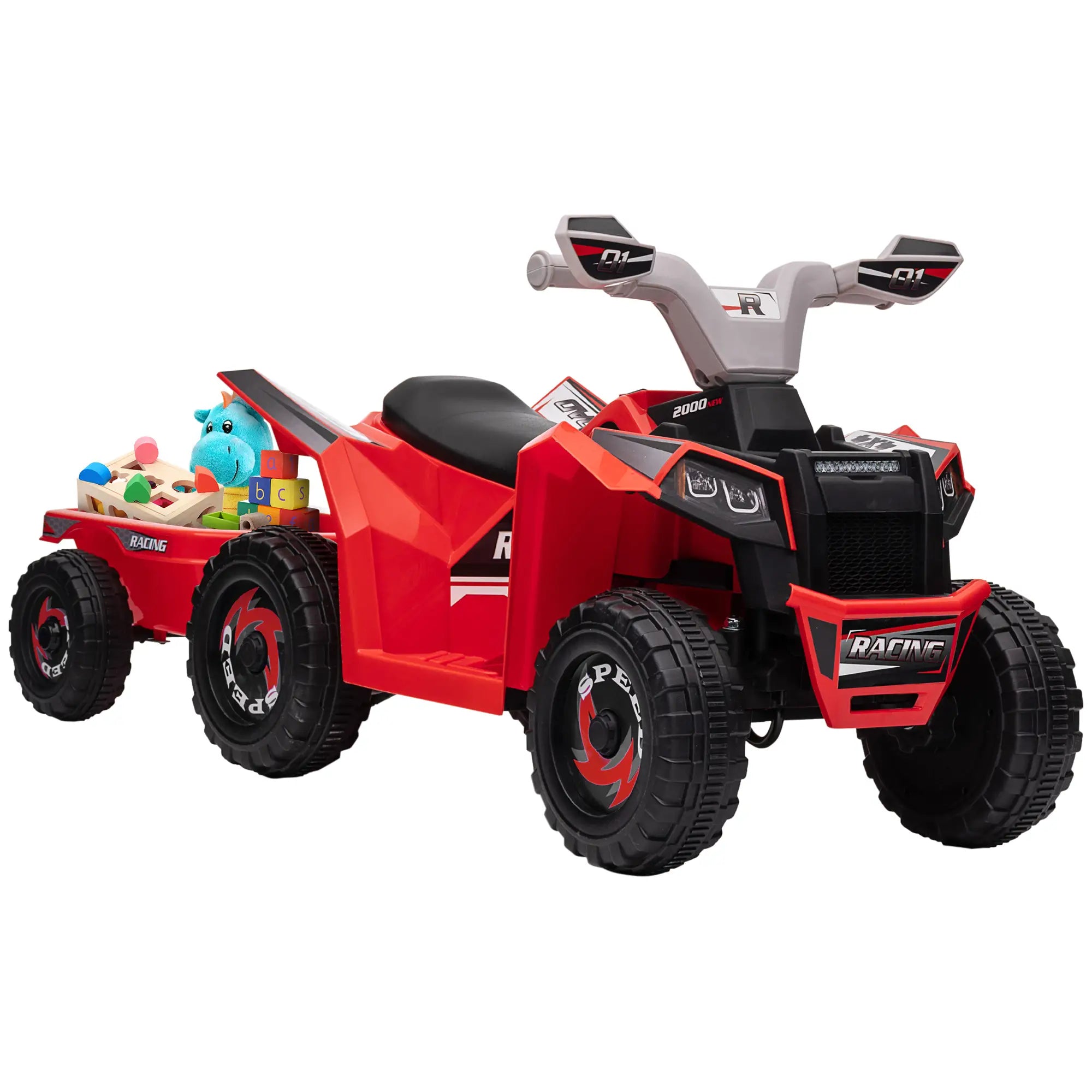 6V Electric Toy Car with Trailer, Forward Backward, Red Electric Ride On Toys at Gallery Canada