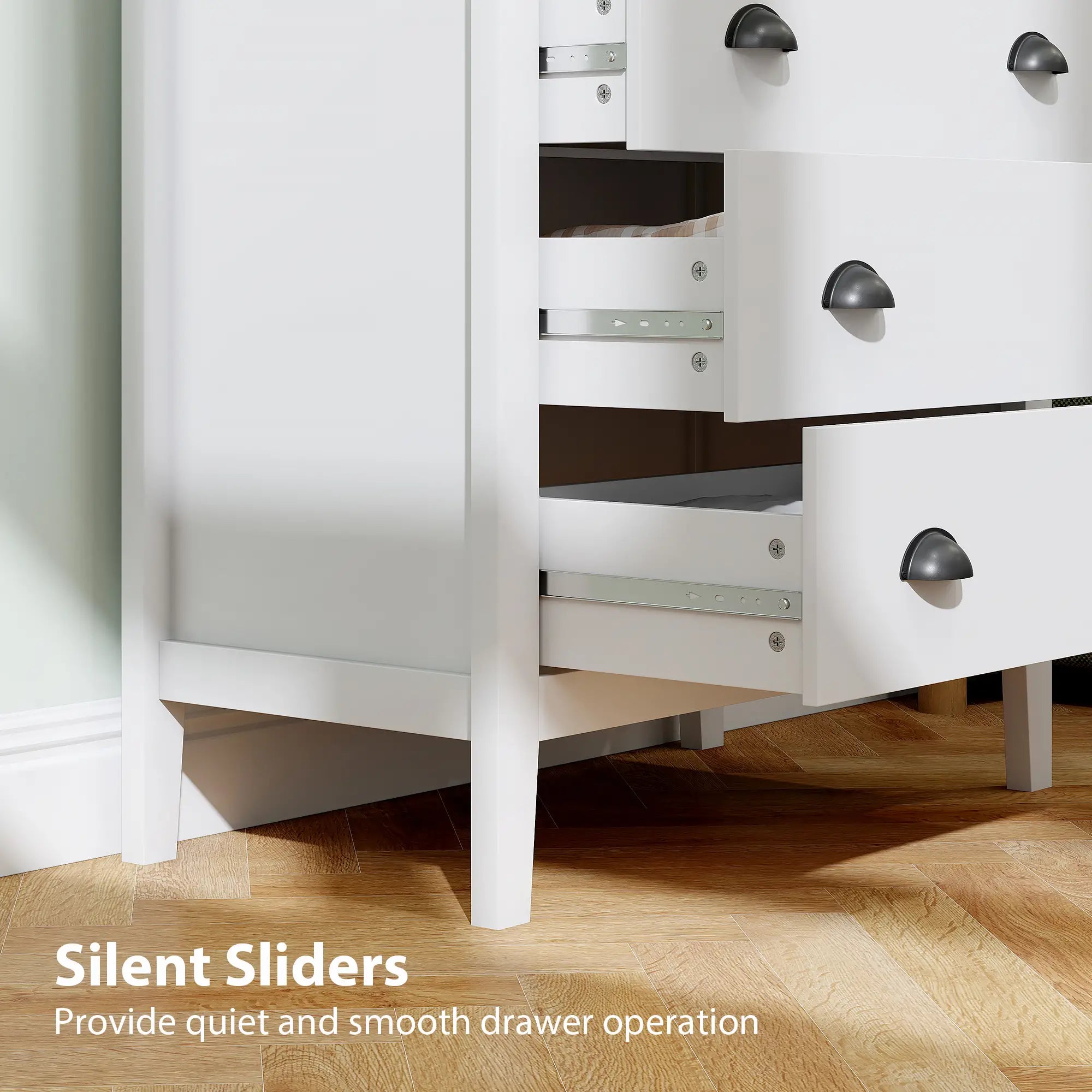 Modern 3 Drawer Dresser, Quiet Slides, White Storage Cabinets at Gallery Canada