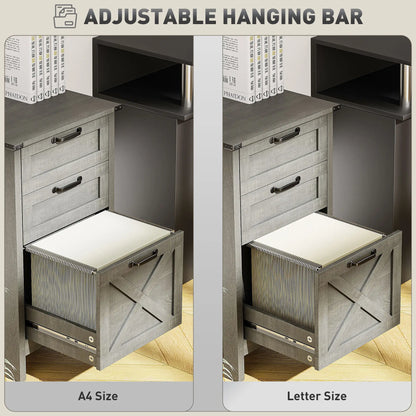 Vertical 3-Drawer Filing Cabinet, Rustic Farmhouse, A4 Letter Size, Stone Grey Office Cabinets & Cupboards at Gallery Canada