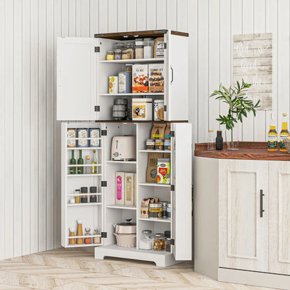 64" Tall Kitchen Pantry Cabinet, Adjustable Shelves, White Kitchen Pantry Cabinets at Gallery Canada