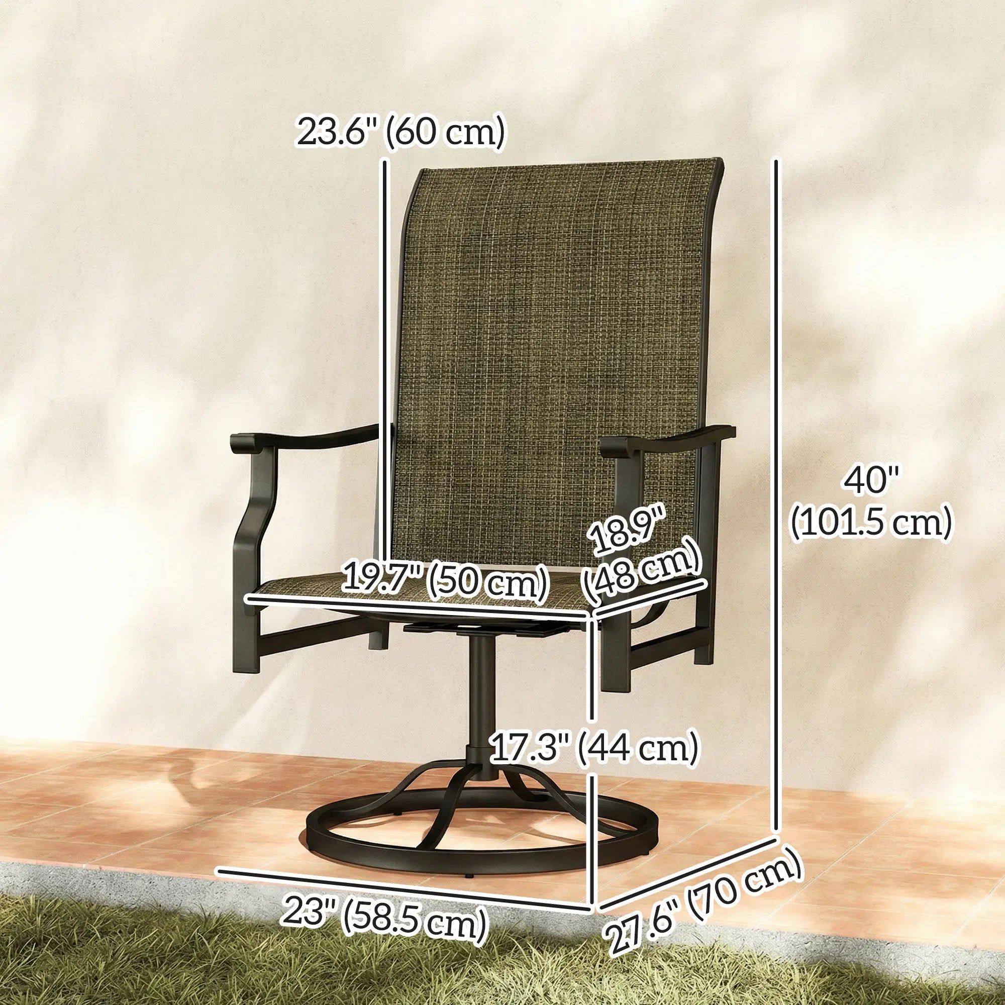Swivel Rocker Outdoor Chair Set Of 2, High Back, Brown Bistro Sets at Gallery Canada