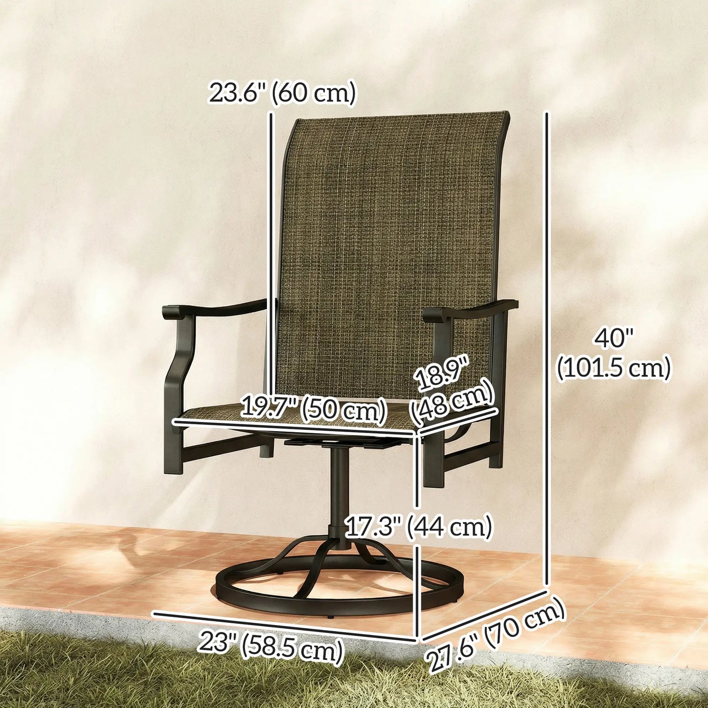 Swivel Rocker Outdoor Chair Set Of 2, High Back, Brown Bistro Sets at Gallery Canada