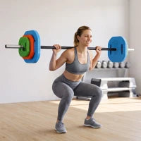 44lbs Adjustable Barbell Weight Set, Bar, Plates, Multicolour