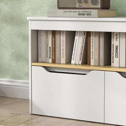 Kids Bookshelf with 2 Drawers, Large Tabletop Shelf, White Baby & Kids Storage at Gallery Canada