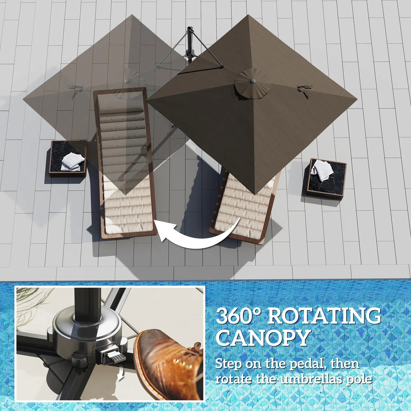 8'x8' Square Patio Hanging Offset Umbrella, Outdoor Cantilever Parasol, Tan Offset Cantilever Umbrellas at Gallery Canada