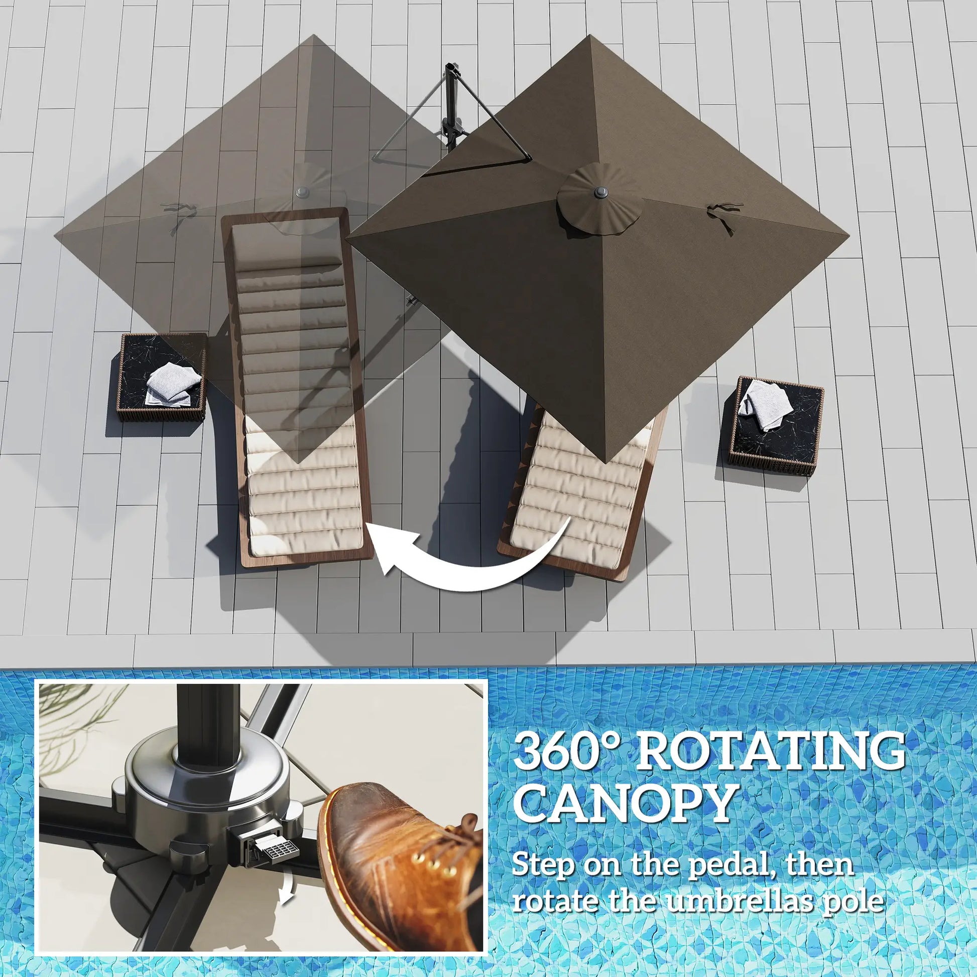 8'x8' Square Patio Hanging Offset Umbrella, Outdoor Cantilever Parasol, Tan Offset Cantilever Umbrellas at Gallery Canada