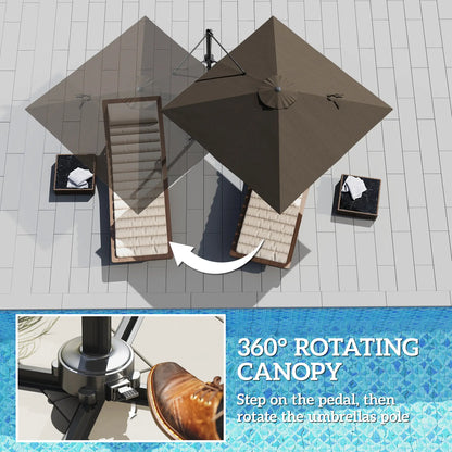 8'x8' Square Patio Hanging Offset Umbrella, Outdoor Cantilever Parasol, Tan Offset Cantilever Umbrellas at Gallery Canada