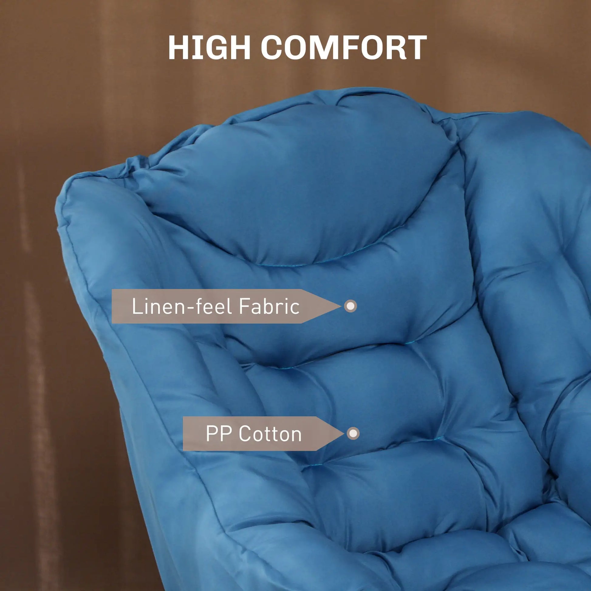 Modern Accent Chair, Armchair with Side Pockets and Solid Steel Legs, Comfy Reading Chair for Living Room, Bedroom, Blue Accent Chairs at Gallery Canada