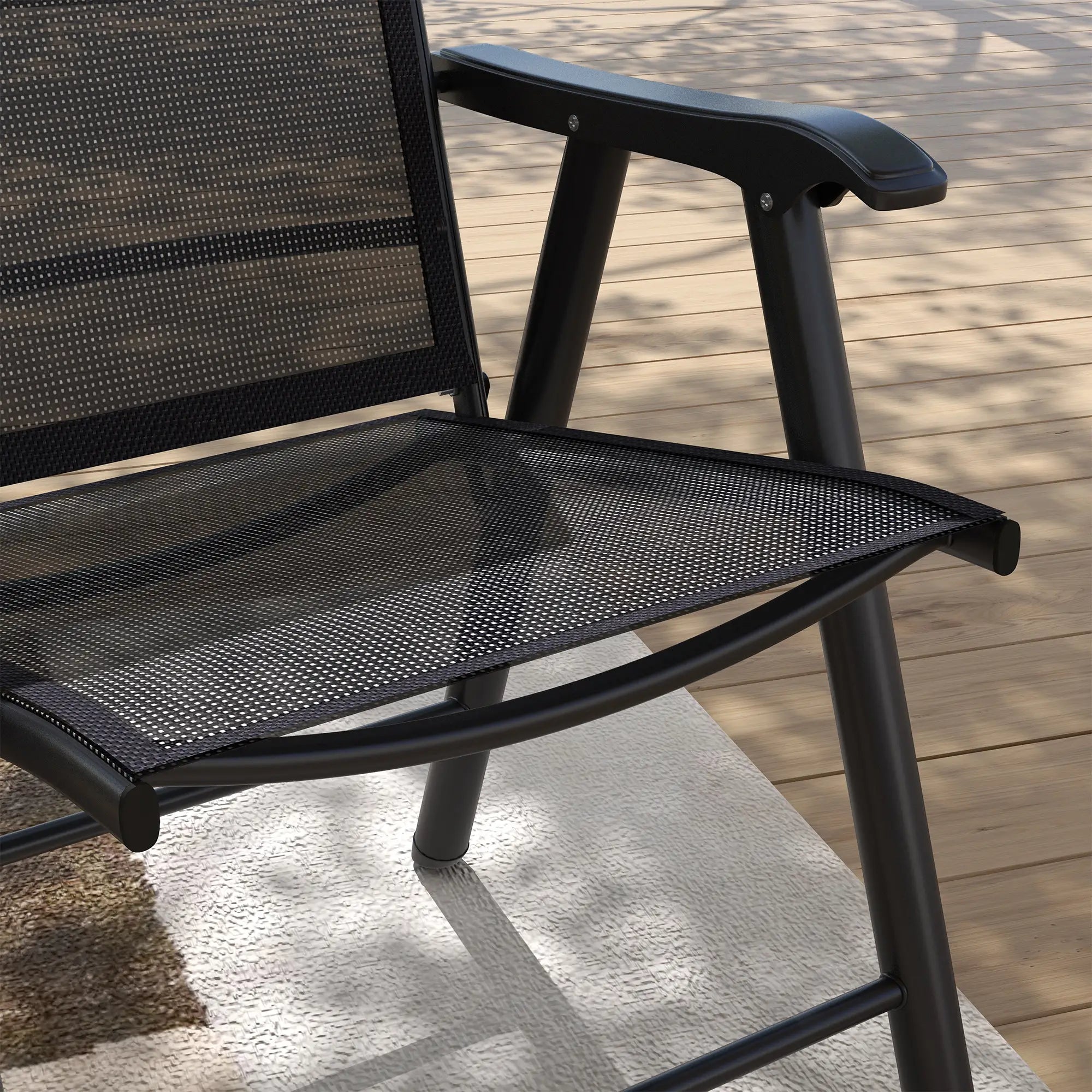 4-Piece Folding Chair Set, Outdoor Furniture with Armrests, Black Patio Chairs at Gallery Canada