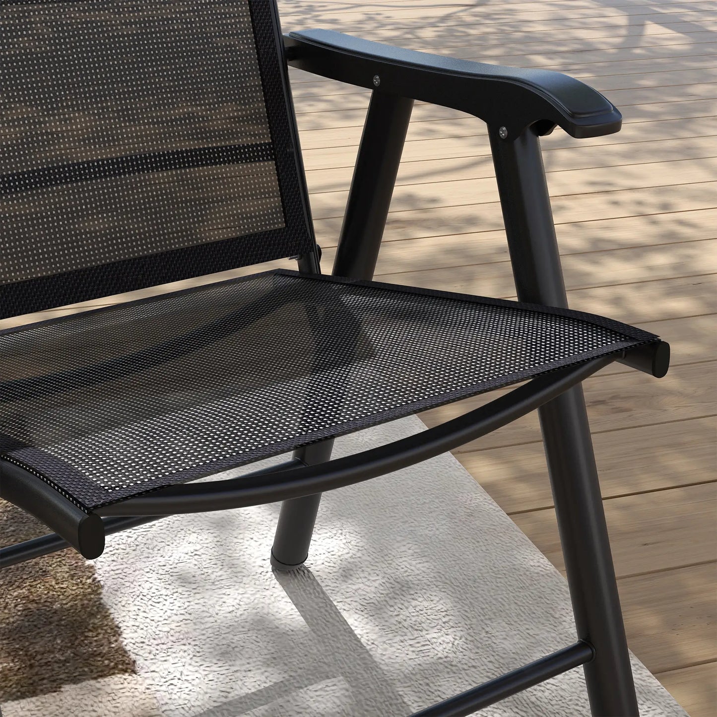 4-Piece Folding Chair Set, Outdoor Furniture with Armrests, Black Patio Chairs at Gallery Canada
