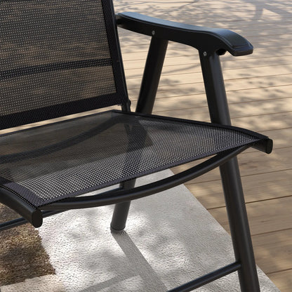 4-Piece Folding Chair Set, Outdoor Furniture with Armrests, Black Patio Chairs at Gallery Canada