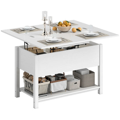 Table basse relevable avec rangement, blanche