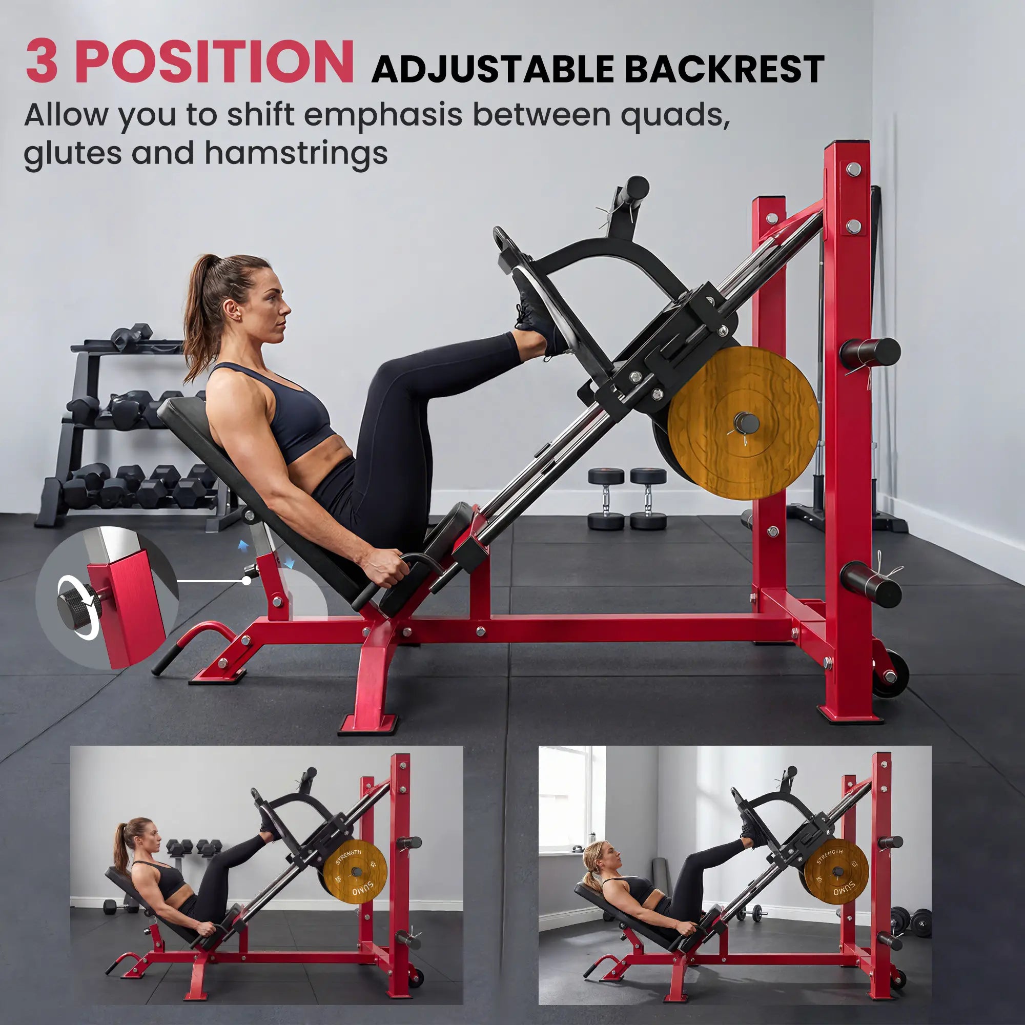 Leg Press Machine With Wheels, Calf Block, Adjustable Squat Machine, 1000 Lbs Capacity Strength Training Equipment at Gallery Canada