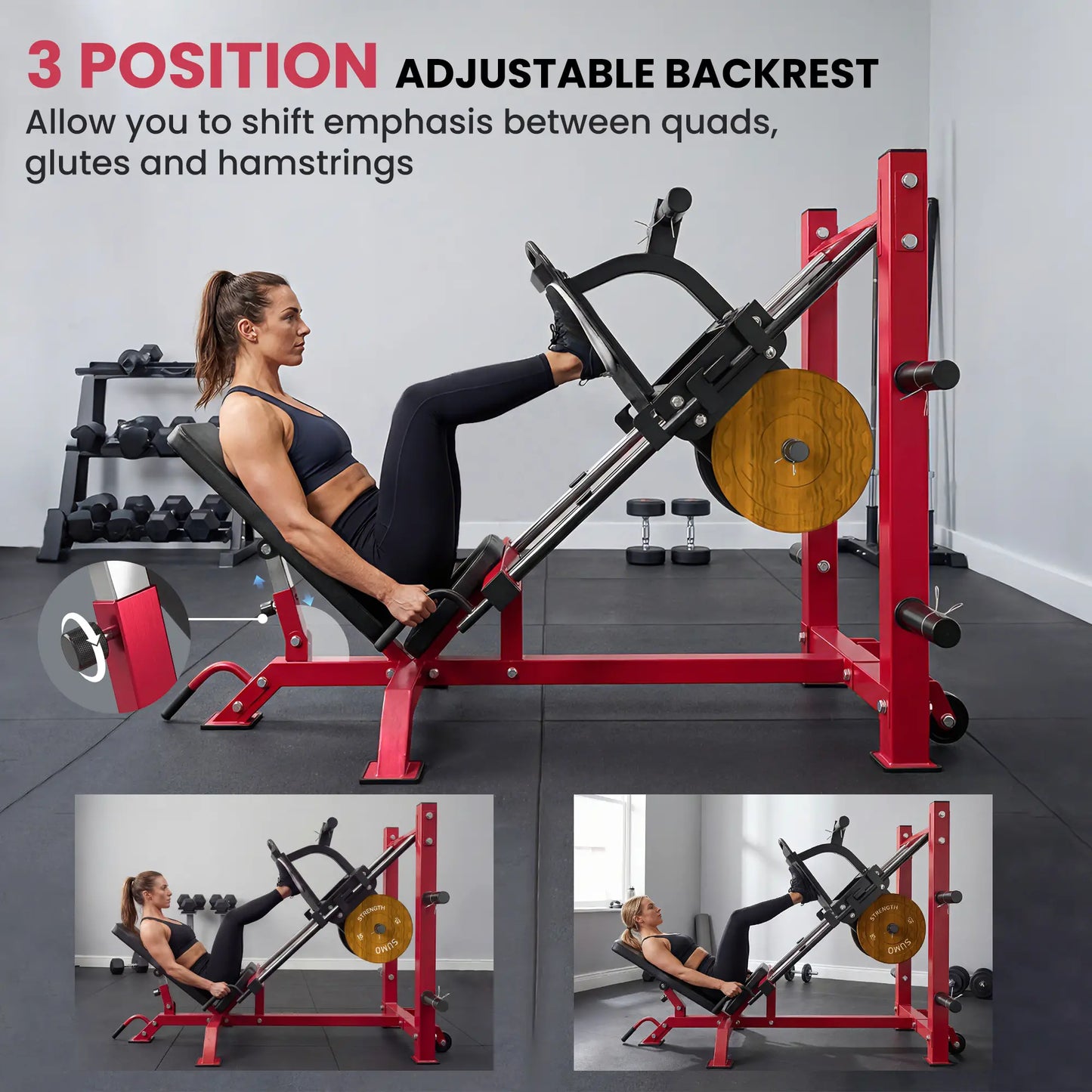 Leg Press Machine With Wheels, Calf Block, Adjustable Squat Machine, 1000 Lbs Capacity Strength Training Equipment at Gallery Canada