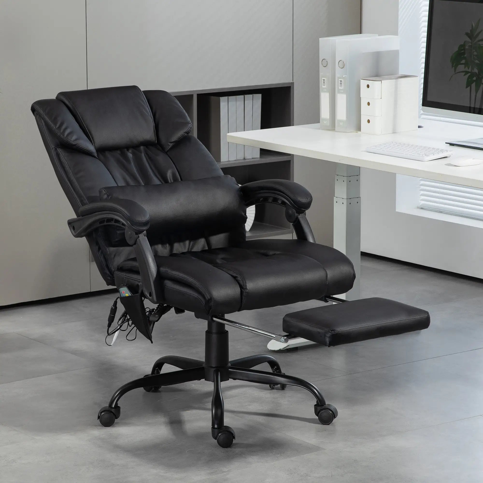 6-Point Vibration Massage Chair, Height Adjustable, Reclining, Black Massage Chairs at Gallery Canada