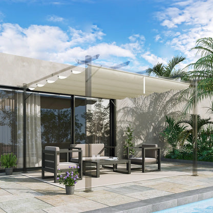 Retractable Pergola Canopy, 10' x 10', Cream White Gazebo Canopy Replacement at Gallery Canada