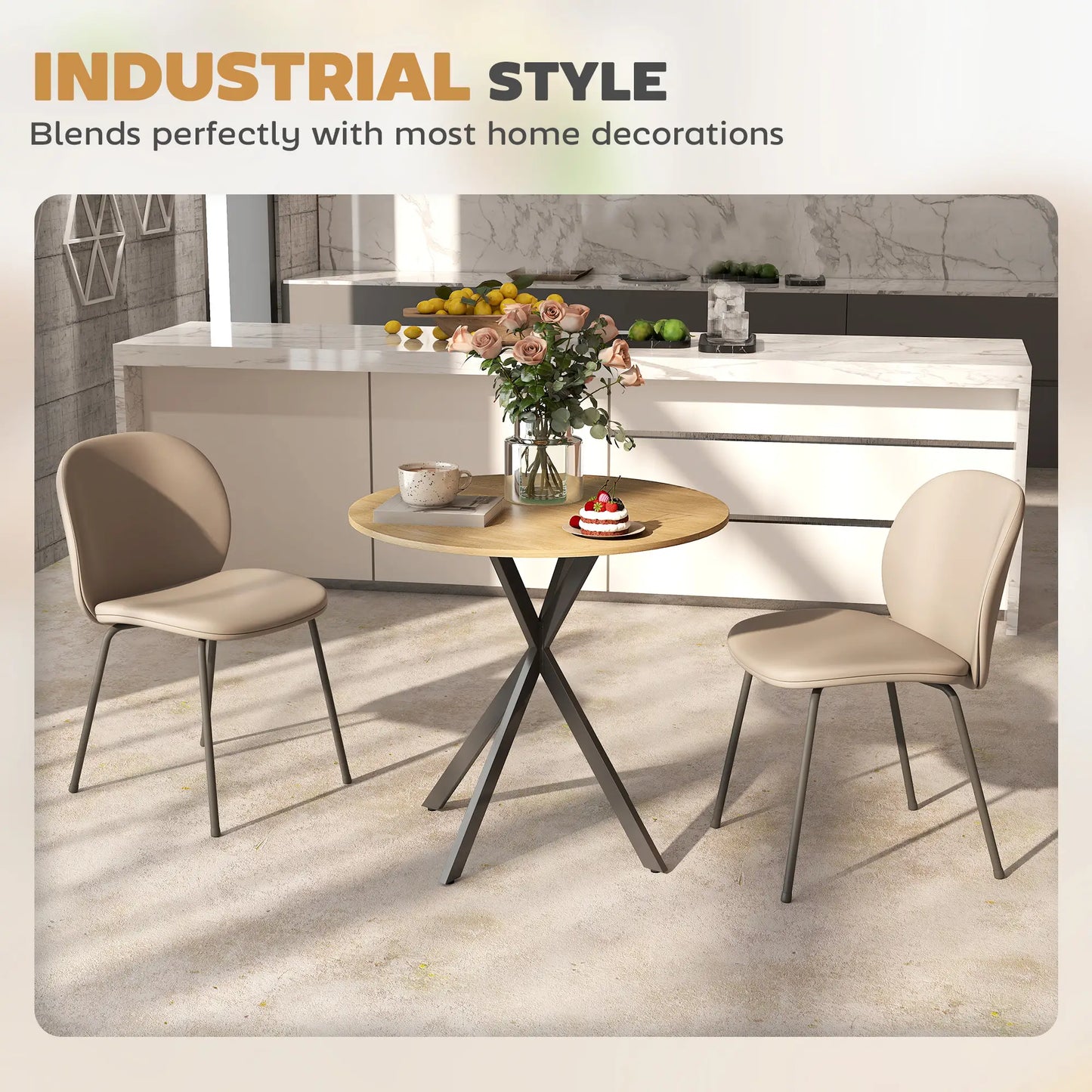 31.5" Industrial Round Dining Table, White Oak Dining Tables at Gallery Canada