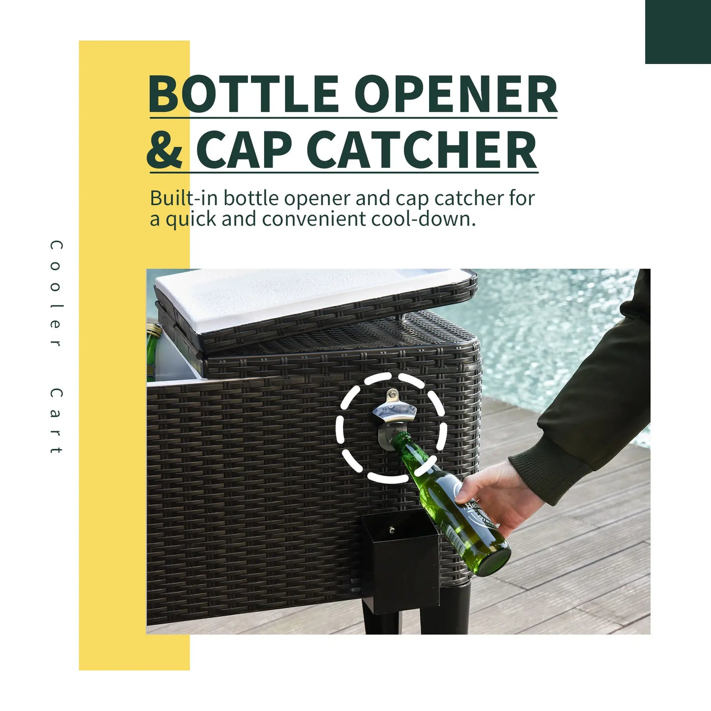 80 Quart Rolling Cooler Cart, Portable Patio Ice Bin, Brown Wicker, Brown Cooler Boxes at Gallery Canada