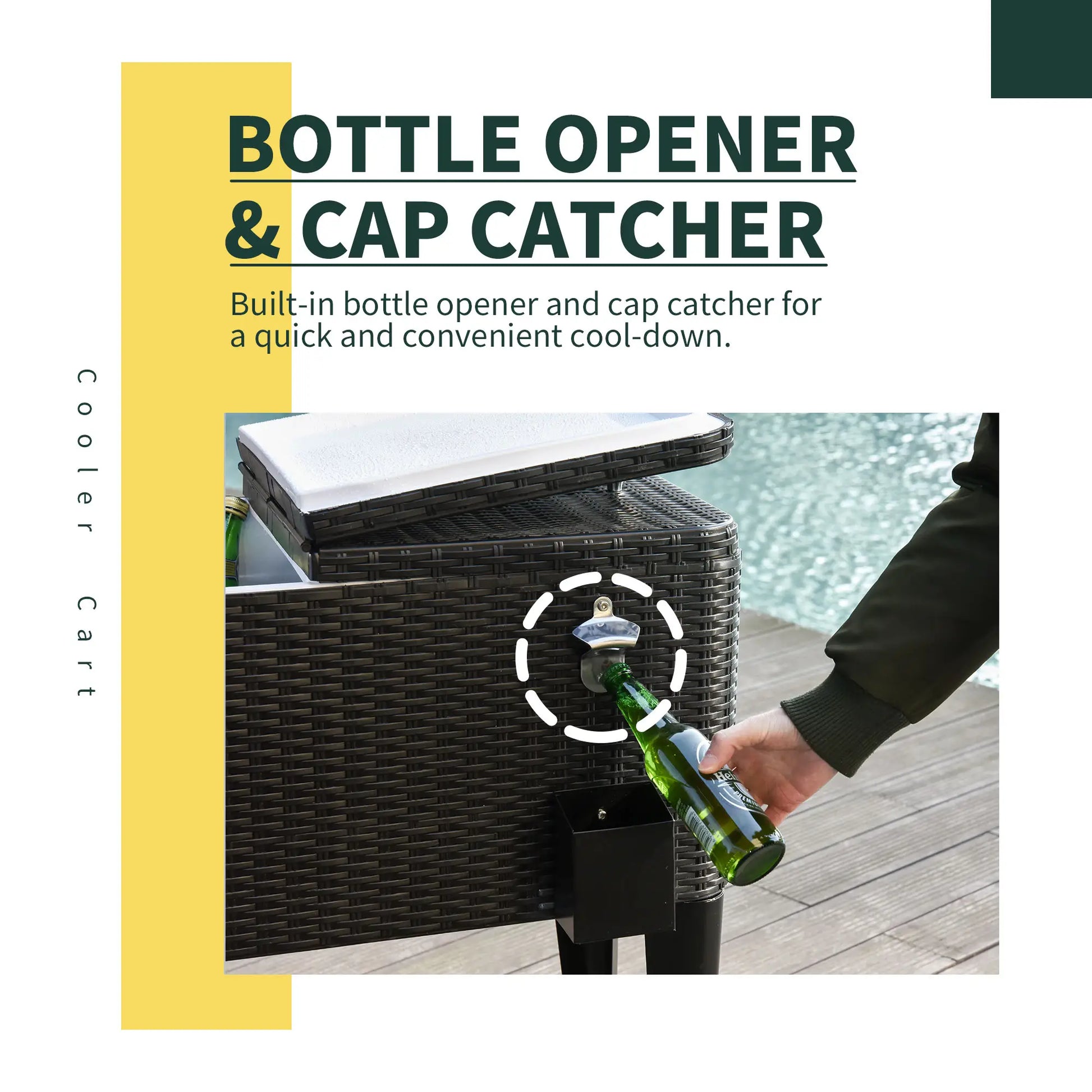 80 Quart Rolling Cooler Cart, Portable Patio Ice Bin, Brown Wicker, Brown Cooler Boxes at Gallery Canada