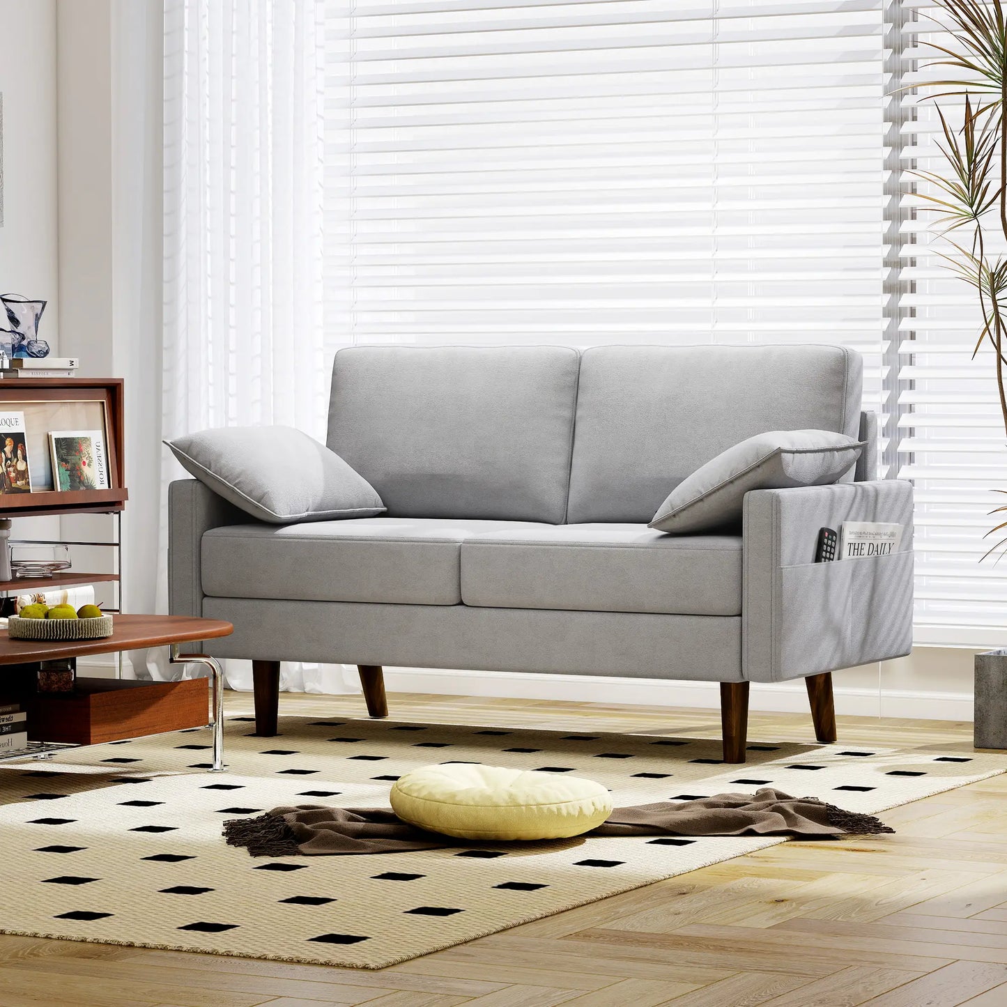 3 Seater Velvet Sofa, Spring Cushions, Rubber Wood Legs, Grey 3-Seater Sofas at Gallery Canada