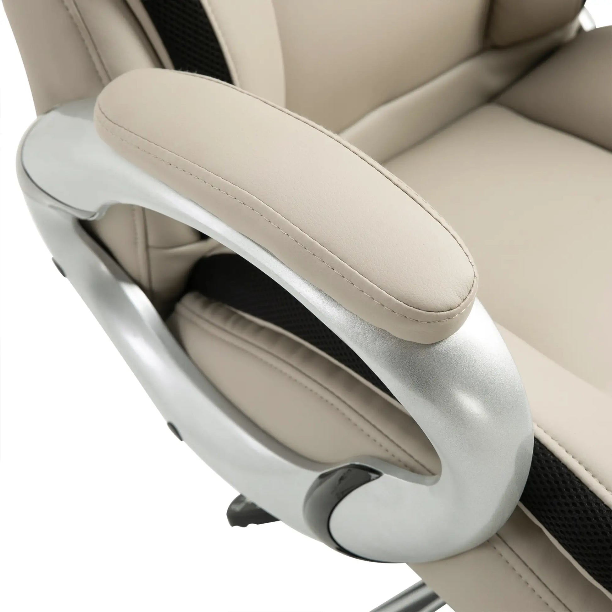 PU Leather Executive Office Chair, Height Adjustable Swivel, Black, Greige Executive & Manager Chairs at Gallery Canada