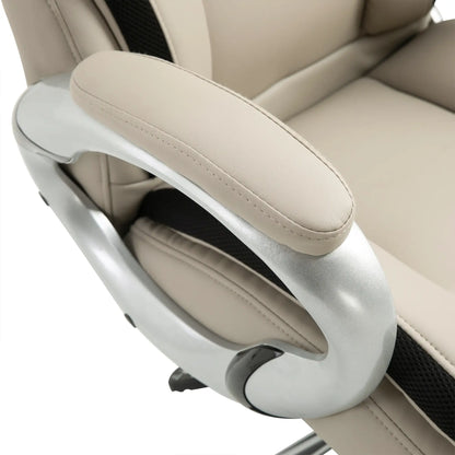 PU Leather Executive Office Chair, Height Adjustable Swivel, Black, Greige Executive & Manager Chairs at Gallery Canada