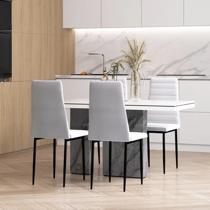 Modern Upholstered Dining Chairs, Set of 4, Linen Fabric, Metal Legs, White Dining Chairs at Gallery Canada