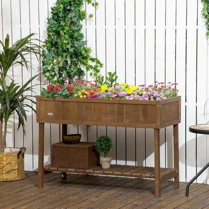 43.25" x 18" x 30" Raised Garden Bed, Wooden Plant Stand, Dark Brown Elevated Garden Beds at Gallery Canada