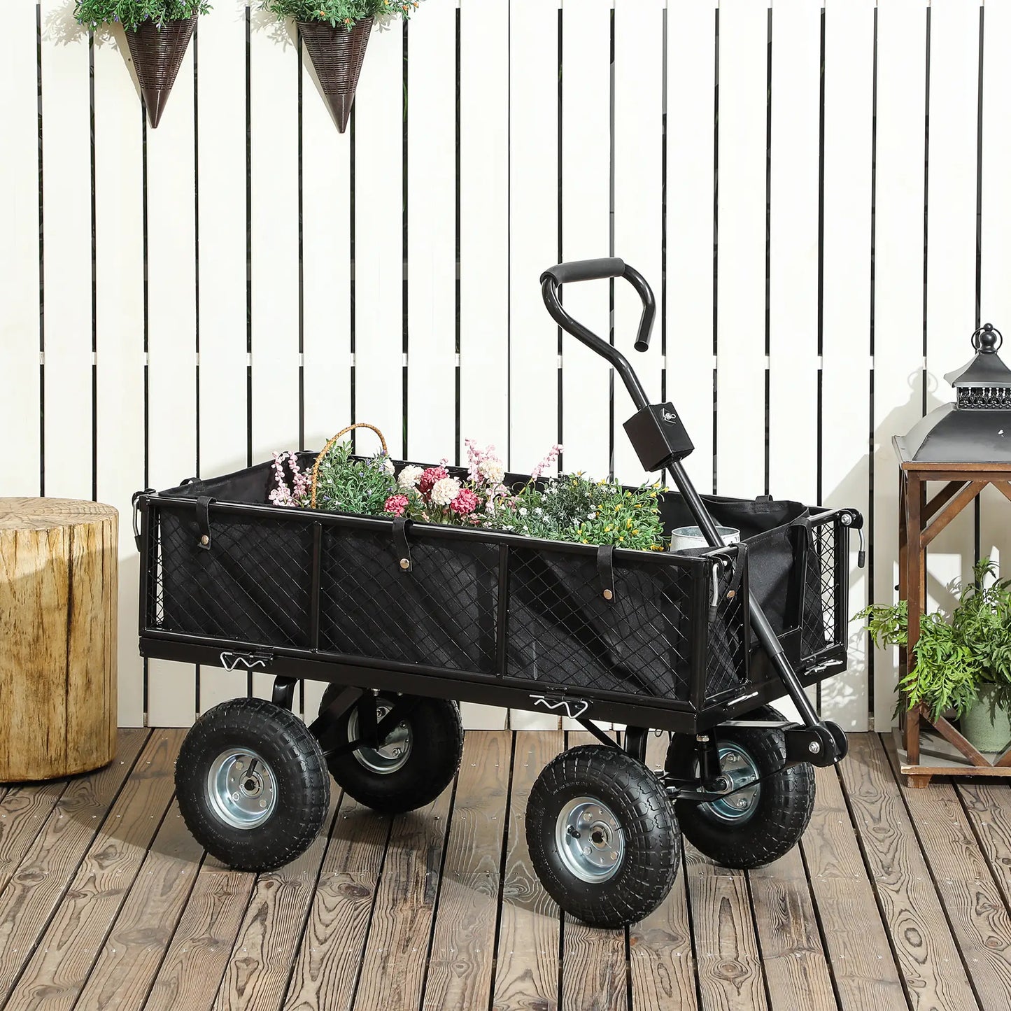 Steel Garden Cart, Utility Wagon, Removable Liner, Quick-Release Sides, 10" Wheels, 660lbs Capacity Folding Garden Carts at Gallery Canada