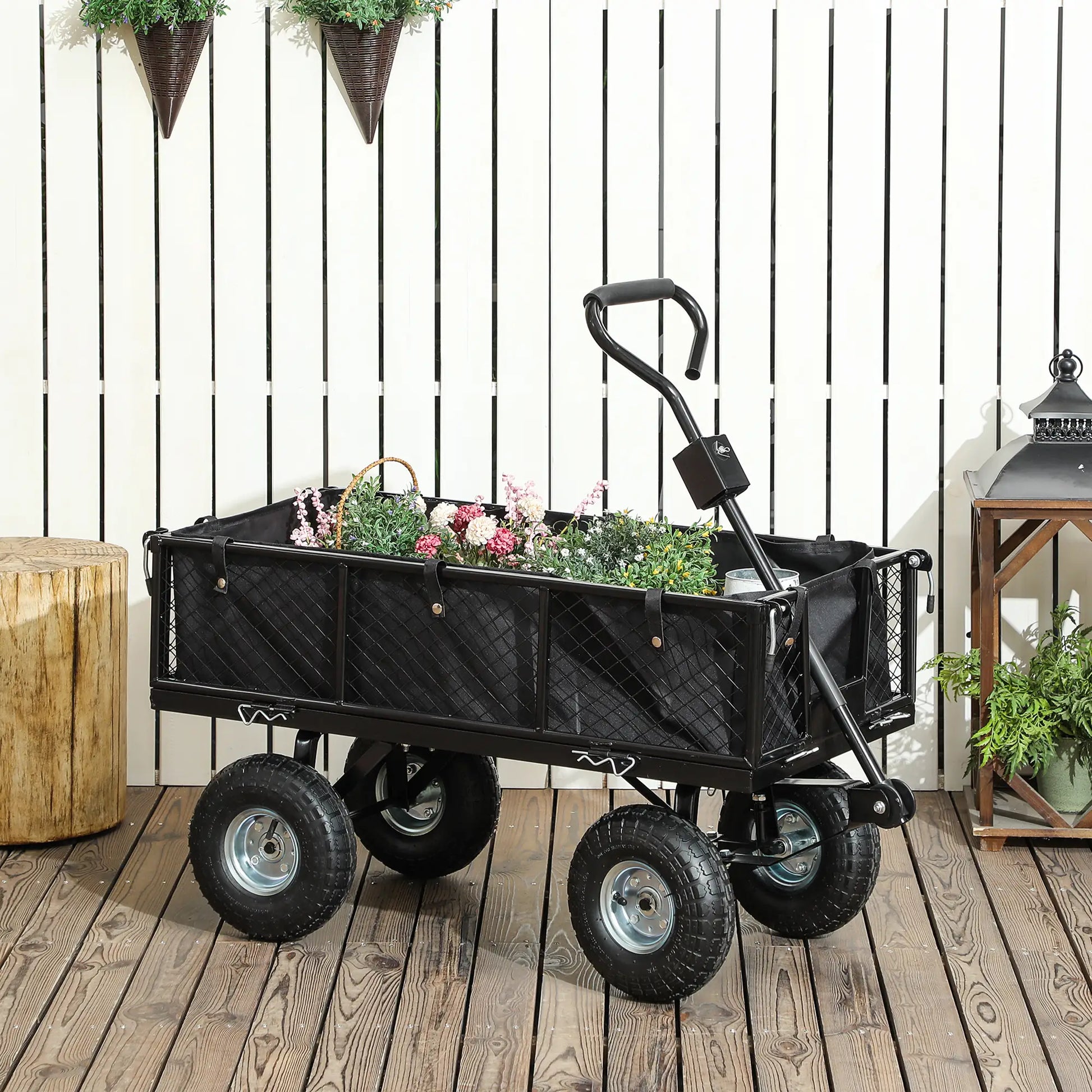 Steel Garden Cart, Utility Wagon, Removable Liner, Quick-Release Sides, 10" Wheels, 660lbs Capacity Folding Garden Carts at Gallery Canada