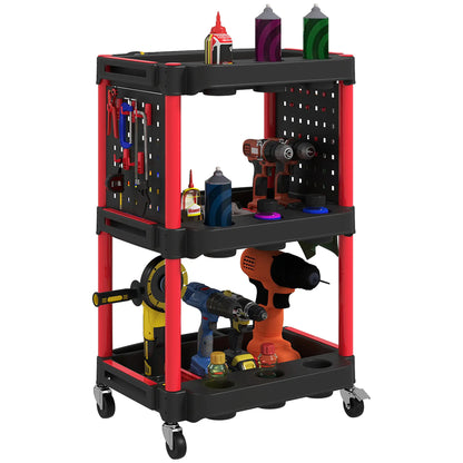 3-Tier Rolling Tool Cart, 200 LBS Capacity, Black & Red Tool Organizers at Gallery Canada